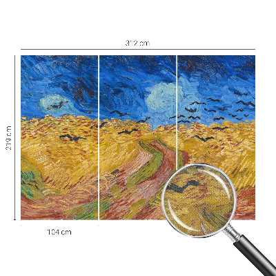 Stick-on wall mural with a field landscape