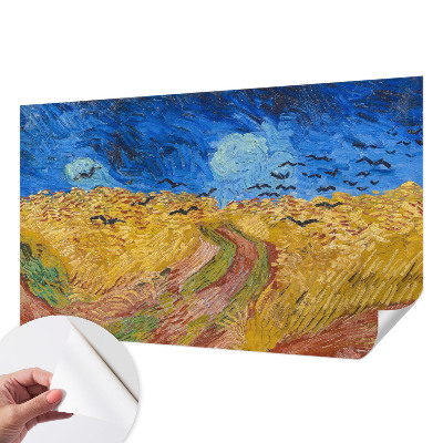 Stick-on wall mural with a field landscape