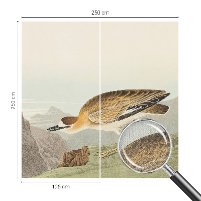 Peel and stick wall mural for living room with a mountain bird design