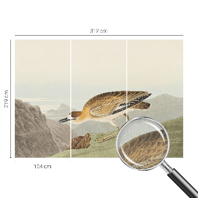 Peel and stick wall mural for living room with a mountain bird design