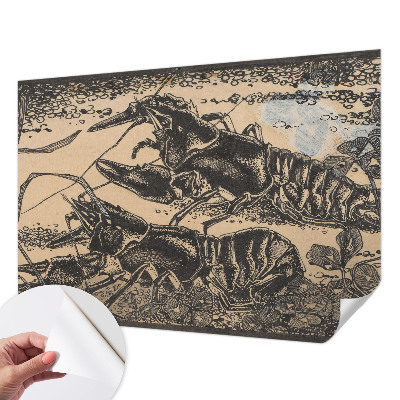 3D wall mural featuring a water crayfish design