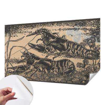 3D wall mural featuring a water crayfish design
