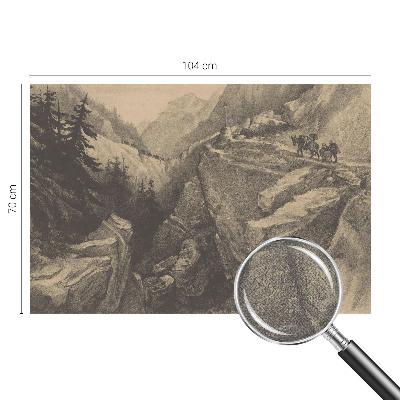 3D photo wallpaper mural with a picturesque mountain landscape