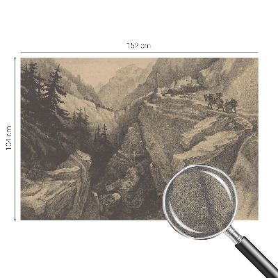3D photo wallpaper mural with a picturesque mountain landscape