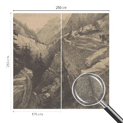 3D photo wallpaper mural with a picturesque mountain landscape