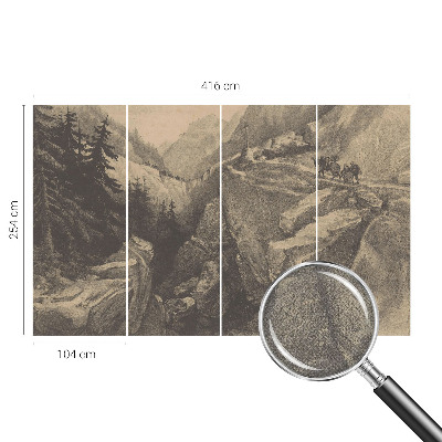 3D photo wallpaper mural with a picturesque mountain landscape
