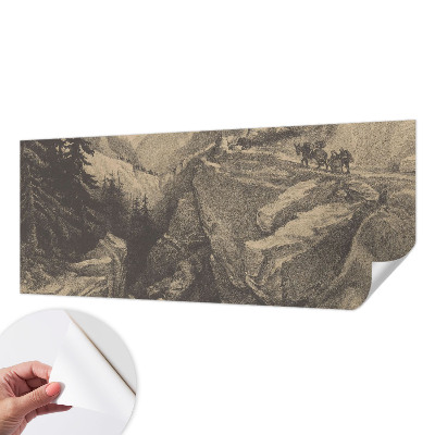 3D photo wallpaper mural with a picturesque mountain landscape