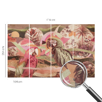 Peel and stick wall mural with a tropical birds design