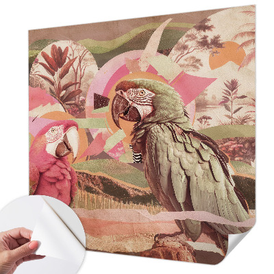 Peel and stick wall mural with a tropical birds design