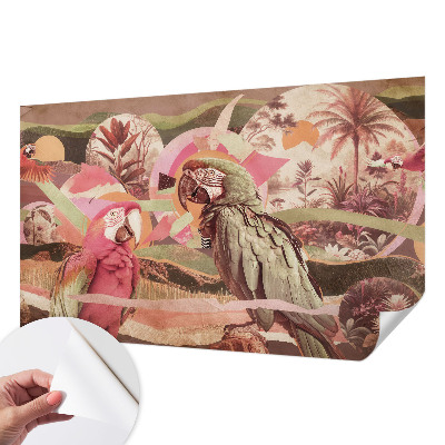 Peel and stick wall mural with a tropical birds design