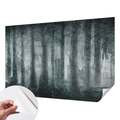 Children's wall mural with a mysterious forest motif