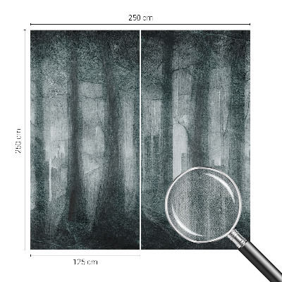 Children's wall mural with a mysterious forest motif