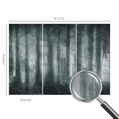 Children's wall mural with a mysterious forest motif
