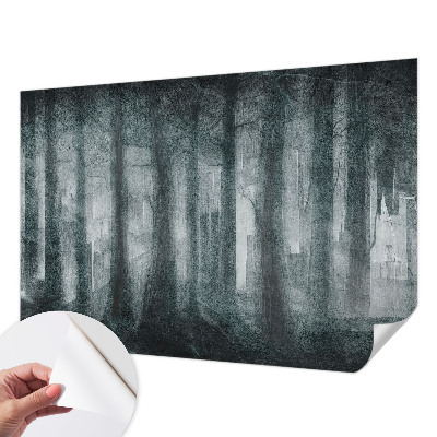 Children's wall mural with a mysterious forest motif