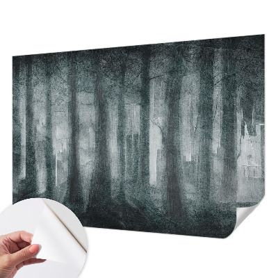 Children's wall mural with a mysterious forest motif