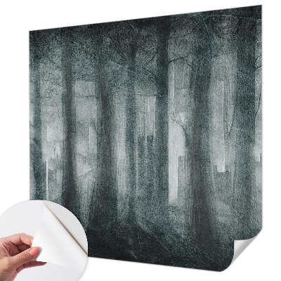 Children's wall mural with a mysterious forest motif