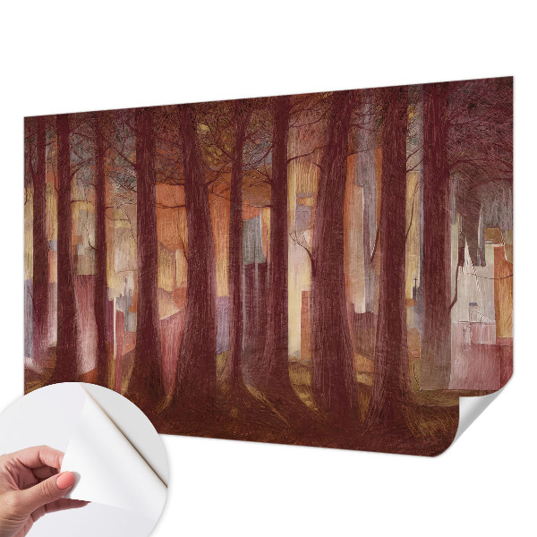 Self-adhesive wall mural with a mysterious landscape motif