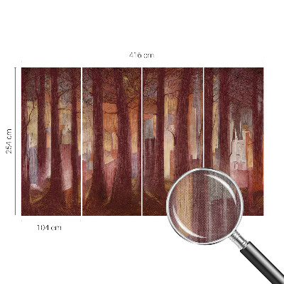 Self-adhesive wall mural with a mysterious landscape motif