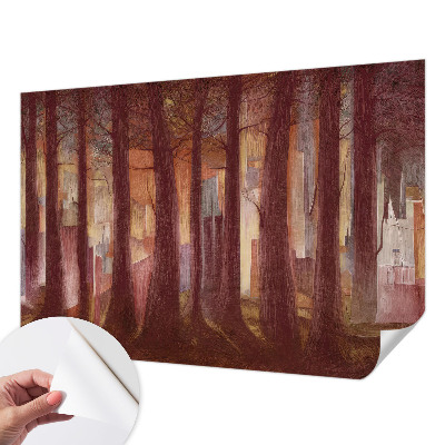 Self-adhesive wall mural with a mysterious landscape motif