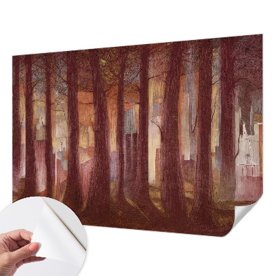 Self-adhesive wall mural with a mysterious landscape motif
