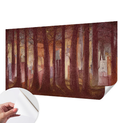 Self-adhesive wall mural with a mysterious landscape motif