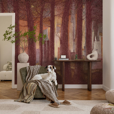 Self-adhesive wall mural with a mysterious landscape motif