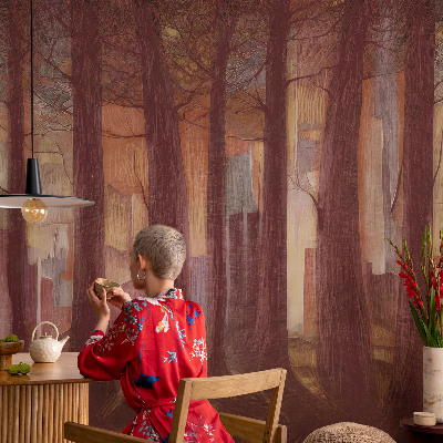 Self-adhesive wall mural with a mysterious landscape motif