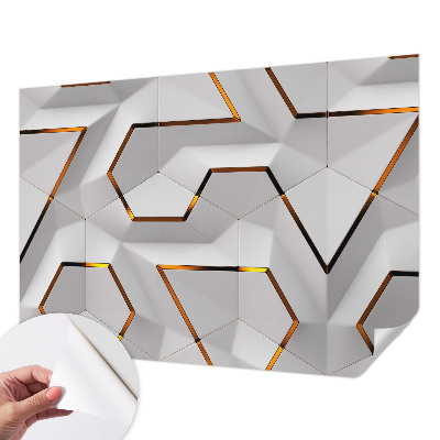 Baby room wall mural with a modern geometric design