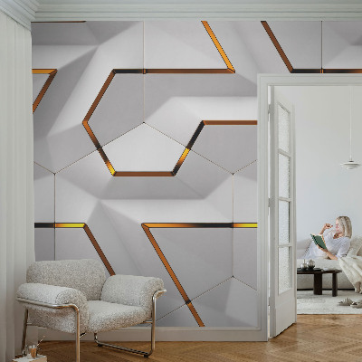 Baby room wall mural with a modern geometric design