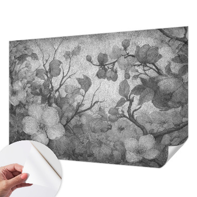 Removable wall mural with a floral branch design