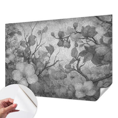Removable wall mural with a floral branch design