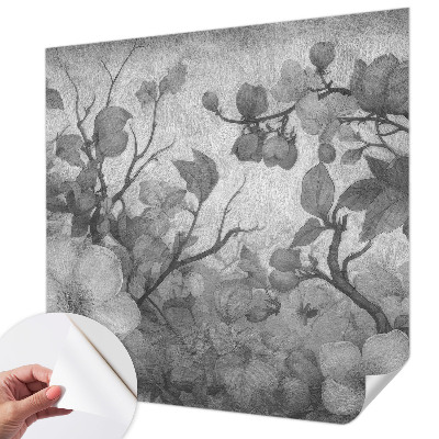 Removable wall mural with a floral branch design