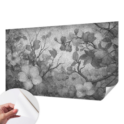 Removable wall mural with a floral branch design