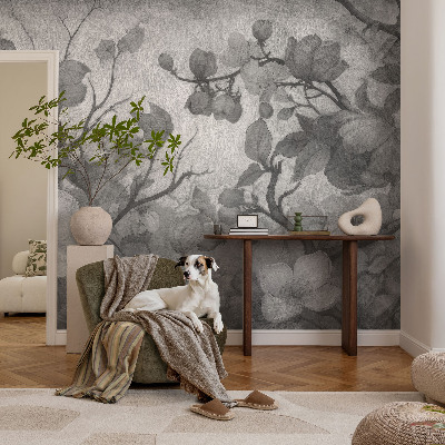 Removable wall mural with a floral branch design