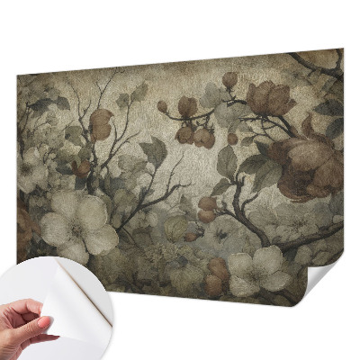 Peel and stick wall mural for living room featuring a floral design