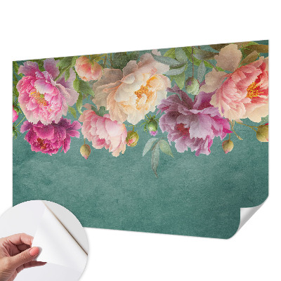 Children's wall mural with a floral design