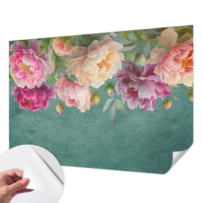 Children's wall mural with a floral design