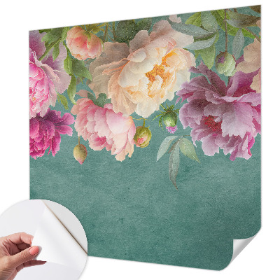 Children's wall mural with a floral design