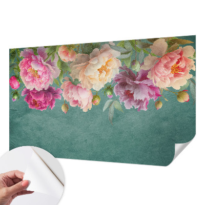 Children's wall mural with a floral design