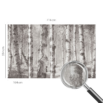 3D wall mural with a birch forest motif