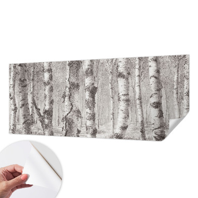 3D wall mural with a birch forest motif