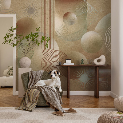 Baby room wall mural with a geometric pattern