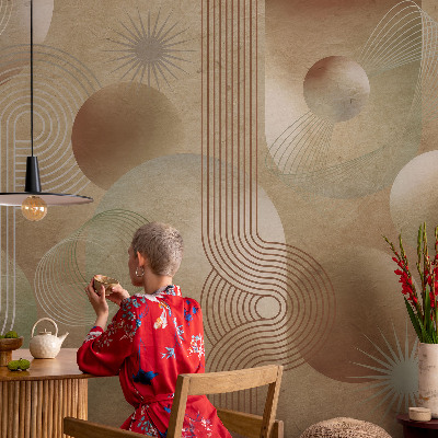 Baby room wall mural with a geometric pattern