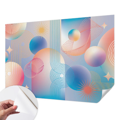 Peel and stick wallpaper mural with a colorful abstract design
