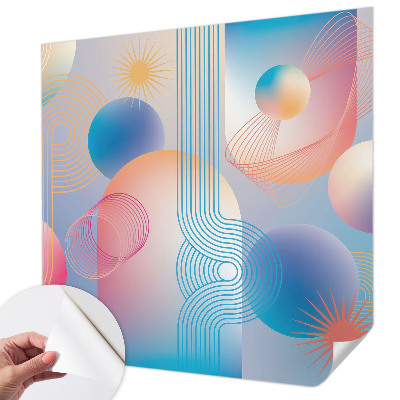 Peel and stick wallpaper mural with a colorful abstract design