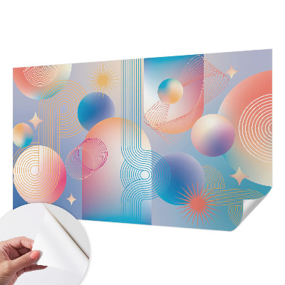 Peel and stick wallpaper mural with a colorful abstract design