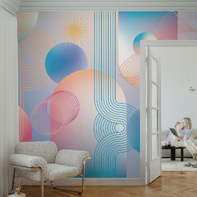 Peel and stick wallpaper mural with a colorful abstract design