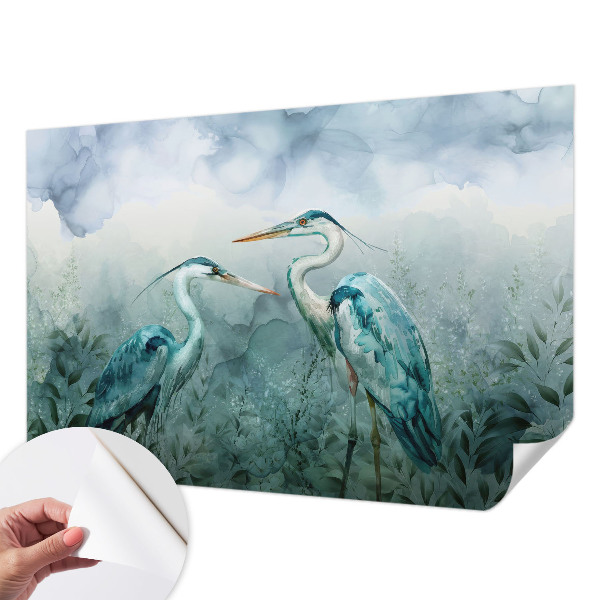 Self-adhesive wall mural with a birds of nature design