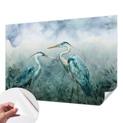 Self-adhesive wall mural with a birds of nature design