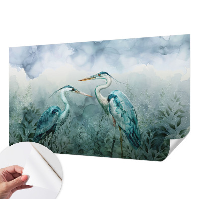 Self-adhesive wall mural with a birds of nature design